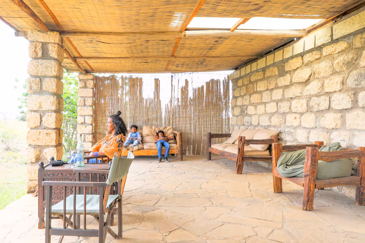 Silole House veranda looking into the sanctuary